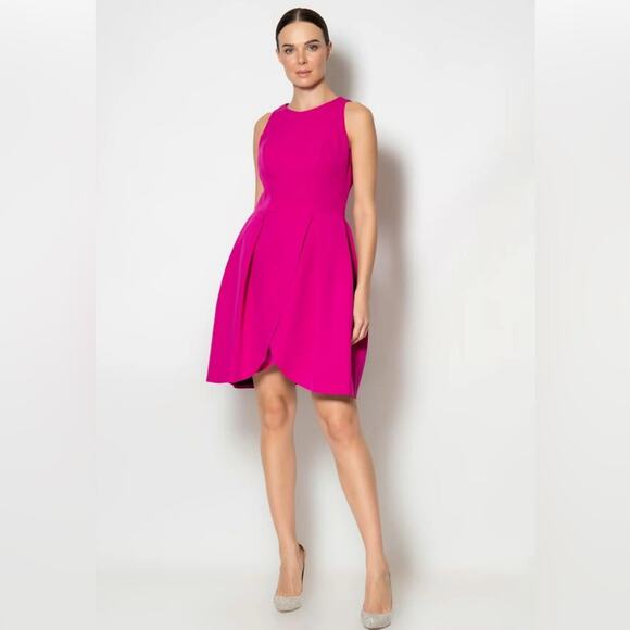 Jane Summers Pink Textured Silk And Cotton Pleated Short Dress - Picture 1 of 5